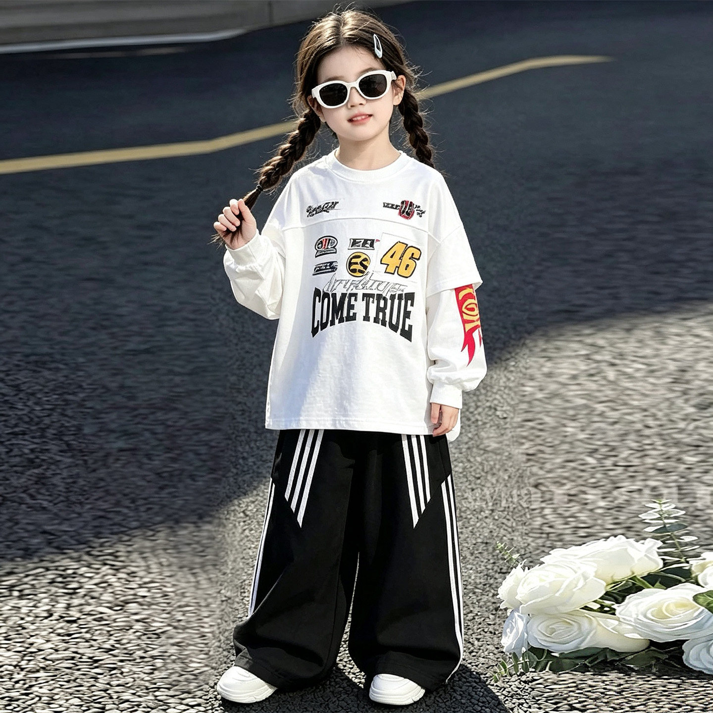 男女童hiphop街舞小孩宽松嘻哈服