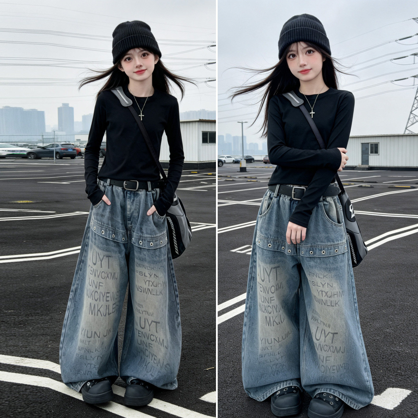 女童爵士舞长袖嘻哈套装演出服