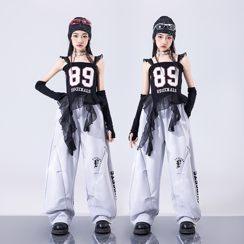 女童爵士舞服荷叶边少儿T台走秀