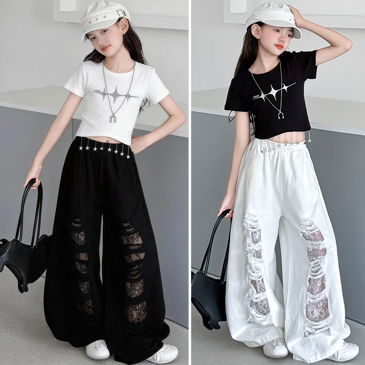 夏季爵士舞服装女童短袖街舞蹈服