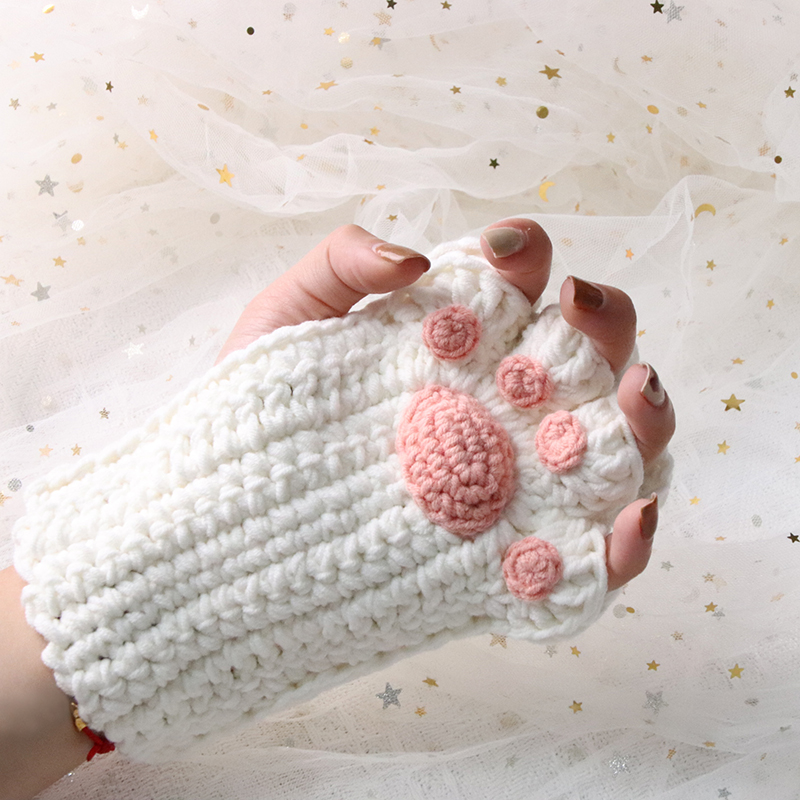 打发时间保暖钩针材料包猫爪手套