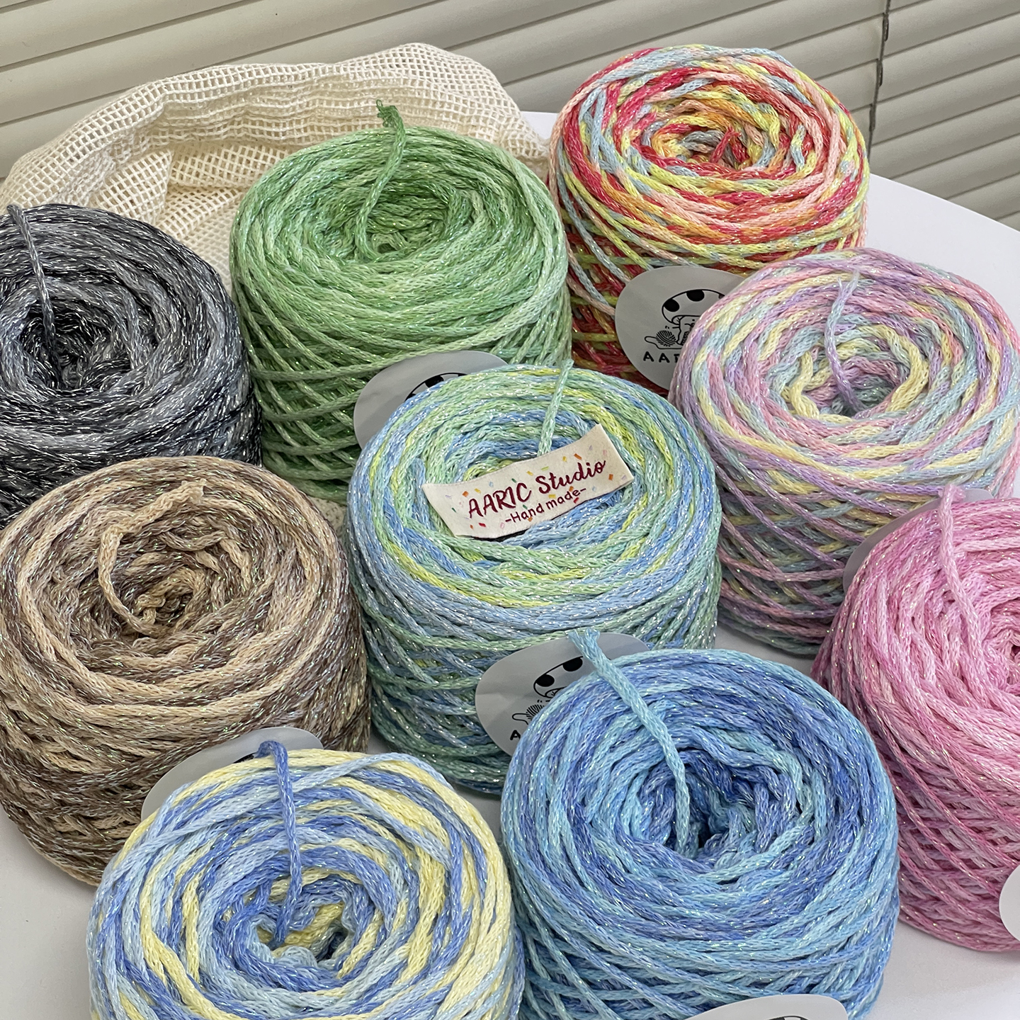 AARIC手作--段染空心纱纱线DIY钩针棒针编织包包线材