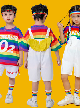 六一儿童演出服啦啦队男女大小班可爱毕业照幼儿园舞蹈背带裤服装