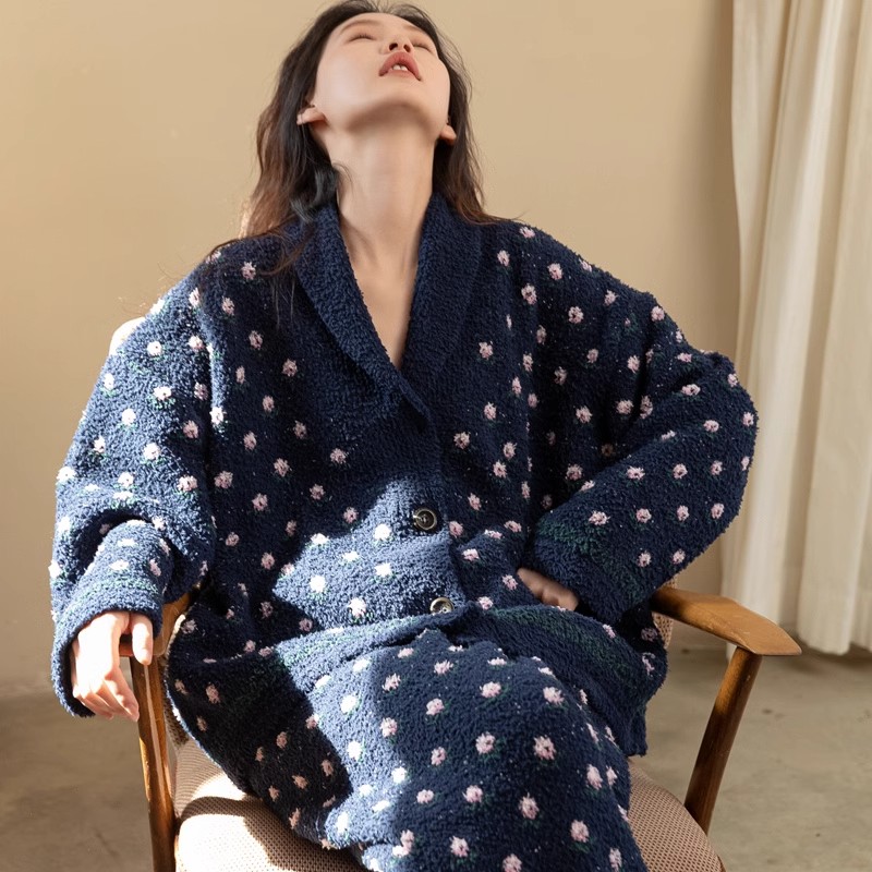半边绒软绵绵睡衣秋冬款女秋款2025新款高级感女士冬天家居服套装