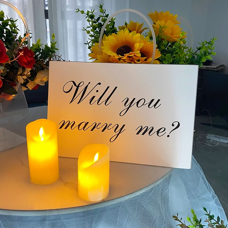 520求婚will you marry me字KT板手举牌室内布置装饰灯蜡烛头纱