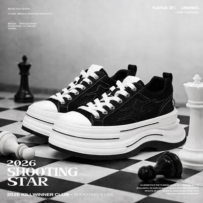 KILLWINNER 离火系列帆布鞋 黑色 厚底休闲鞋 情侣款 增高7cm KW