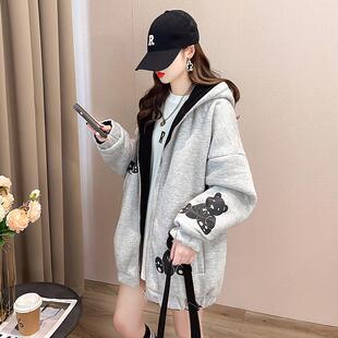 正反两穿重工设计羊羔毛连帽外套女加厚加绒高级感秋冬季宽松卫衣
