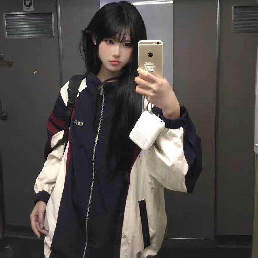 美式复古棒球服女2025春季新款撞色拼接夹克宽松休闲学生薄款外套
