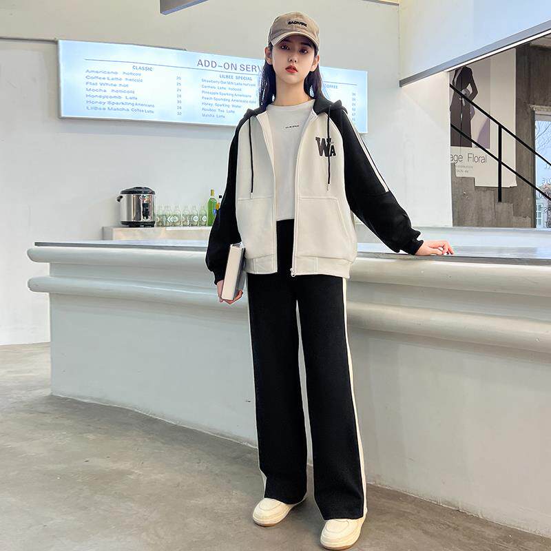 女大童春装套装2024新款儿童洋气女孩网红休闲初中学生女童两件套