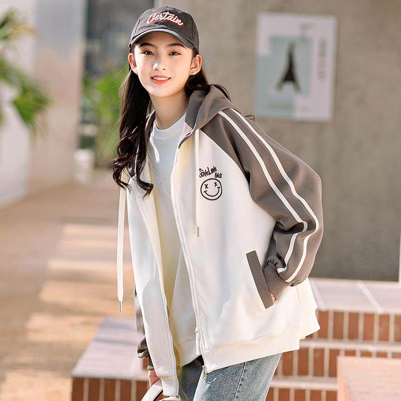 高初中生美式棒球服春秋外套少女2024新款大童青少年学生时尚春装