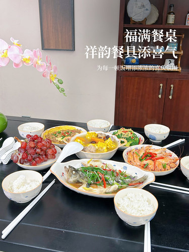 釉下彩2025碗碟套装家用景德镇高颜值陶瓷餐具套装碗盘新婚送礼