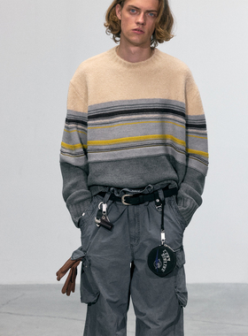 C2H4 条纹罗列 肌理针织毛衣 #R010