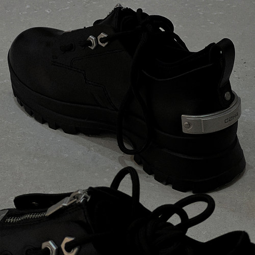 磨砂低帮靴C2H4黑色牛皮