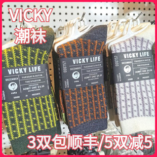 LIFE未希女秋冬款 VICKY 舒适复古千鸟格中高腰短袜羊毛袜 正品