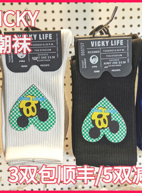 【正品】VICKY LIFE未希米奇卡通时尚爱心潮中高腰短袜男女同款