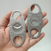 雪茄专用剪大马士革花纹不锈钢双刃剪烟器艾条便携双刃雪茄钳礼品