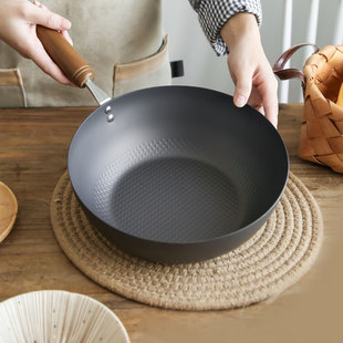 日本制 summit铁流窒化极铁铁锅炒菜锅平底锅 炒锅  30 无涂层