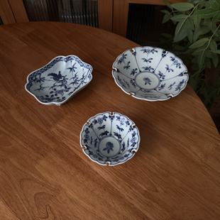 日本制 点心盘 波佐见烧釉下彩小小高台点心碟