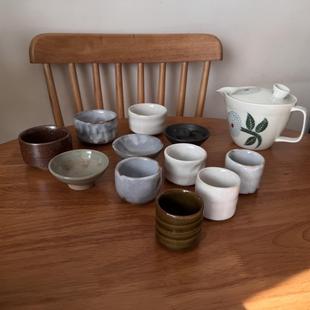品茗杯 茶杯 小酒杯陶瓷 志野烧釉下彩 日本制
