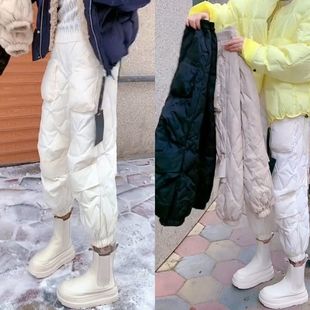 外穿保暖裤 外穿羽绒加厚棉裤 高腰显瘦束脚九分裤 新款 女士2025冬季