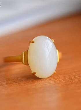 天然白玉送礼饰品时尚风戒指