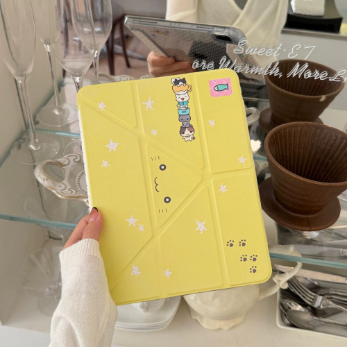 卡通黄色星猫咪适用iPad10/11代