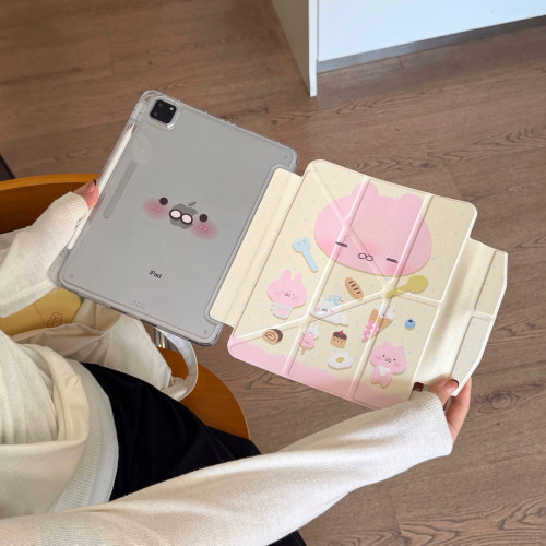 奶黄波点兔丸适用iPad保护壳