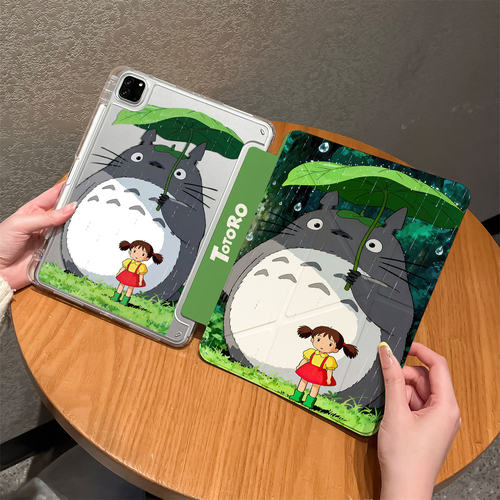 龙猫iPad防弯带笔槽亚克力保护壳