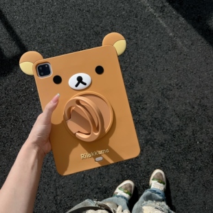 10.9 10.2寸360支架磁10 11代硅胶立体Pro mini软 可爱卡通轻松熊适用苹果iPad平板保护套适用13 Air 12.9