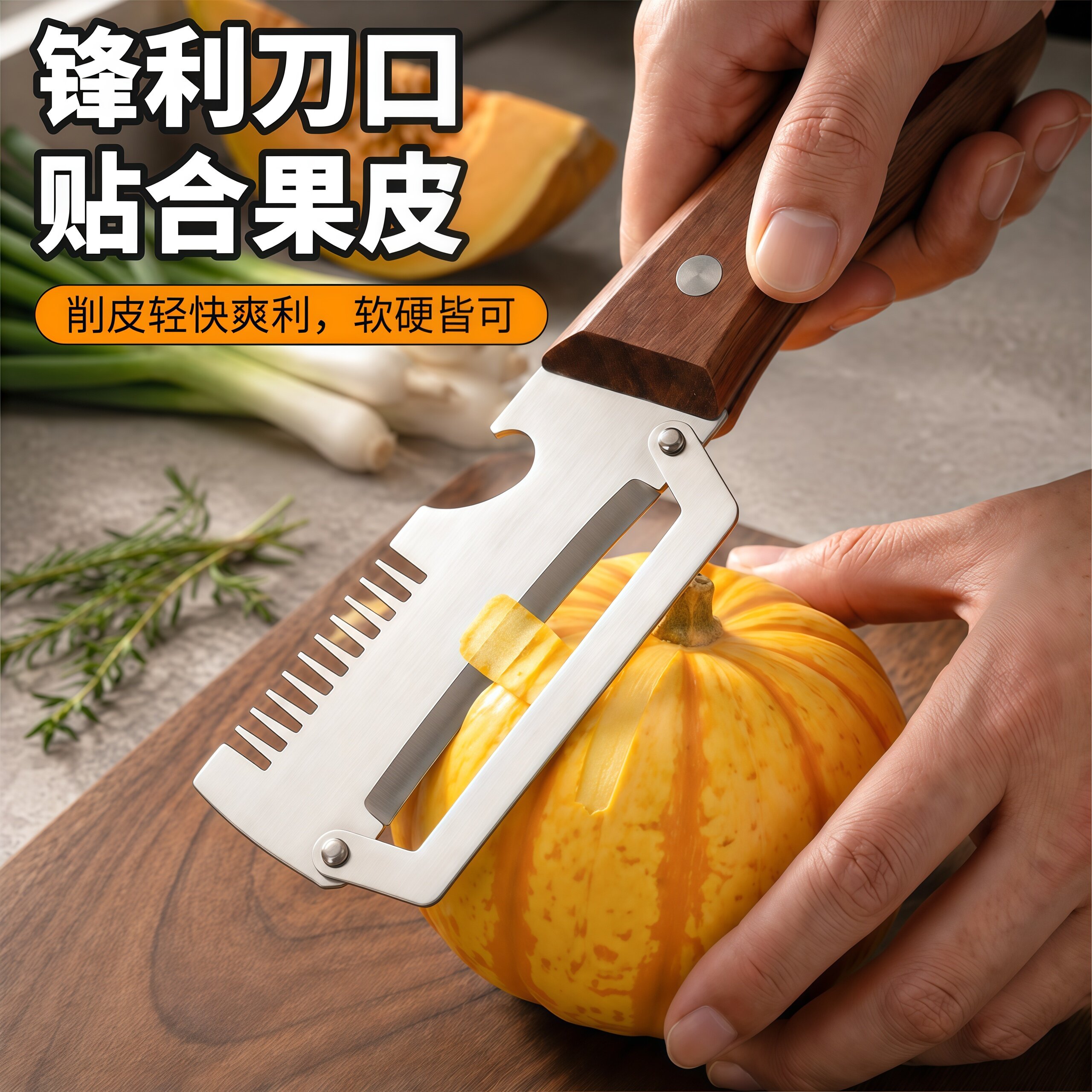 德国切葱丝神器多功能削皮刀厨房专用三合一不锈钢刮丝切菜开瓶器