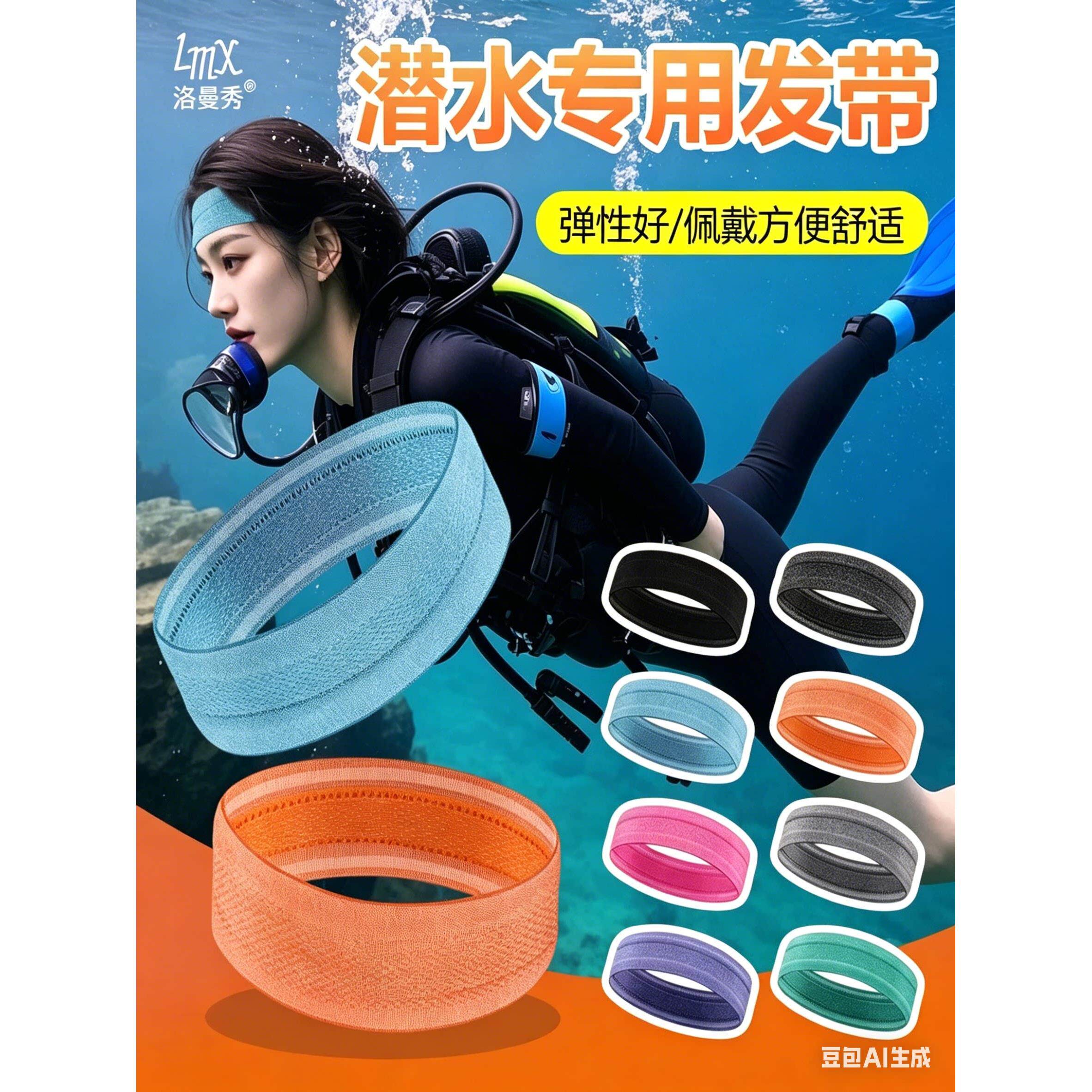 自由潜水专用户外运动束发头巾导汗带健身练瑜伽冲浪漂流发带夏季