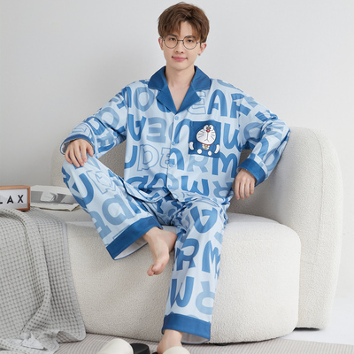 卡通哆啦A梦睡衣男士秋冬季德绒