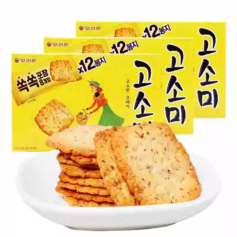 韩国进口好丽友高笑美薄脆芝麻饼干代餐办公室高端休闲下午茶零食