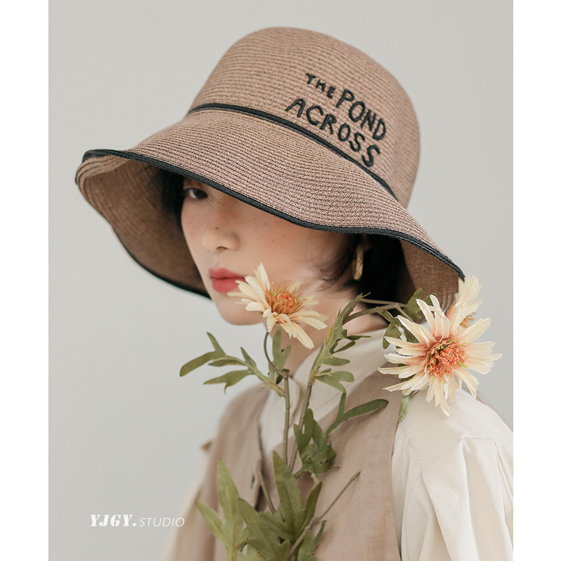 草帽女夏天出游大檐遮阳帽防晒遮脸太阳帽百搭天然竹纤维透气帽子