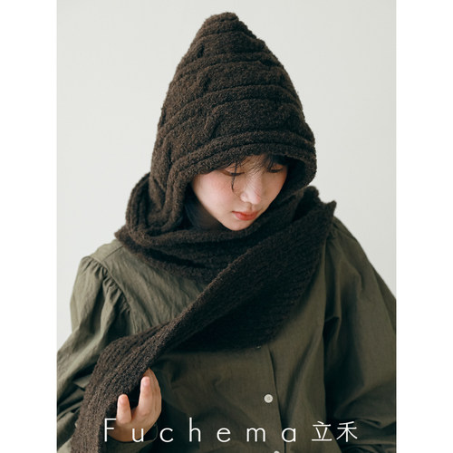 FUCHEMA圈圈羊毛连帽围巾