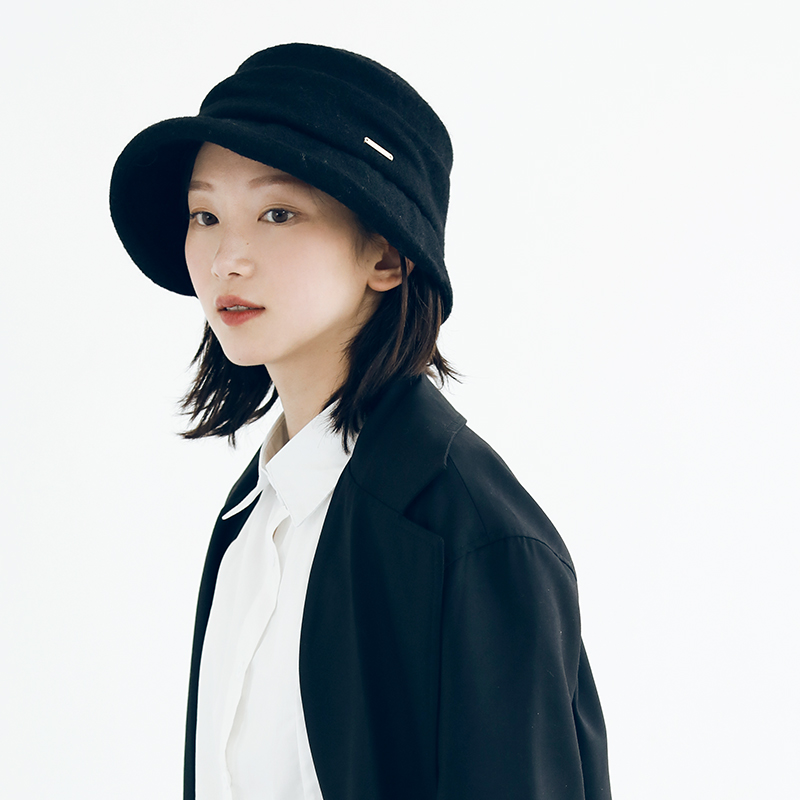 帽子女秋冬褶皱风百搭复古后开衩