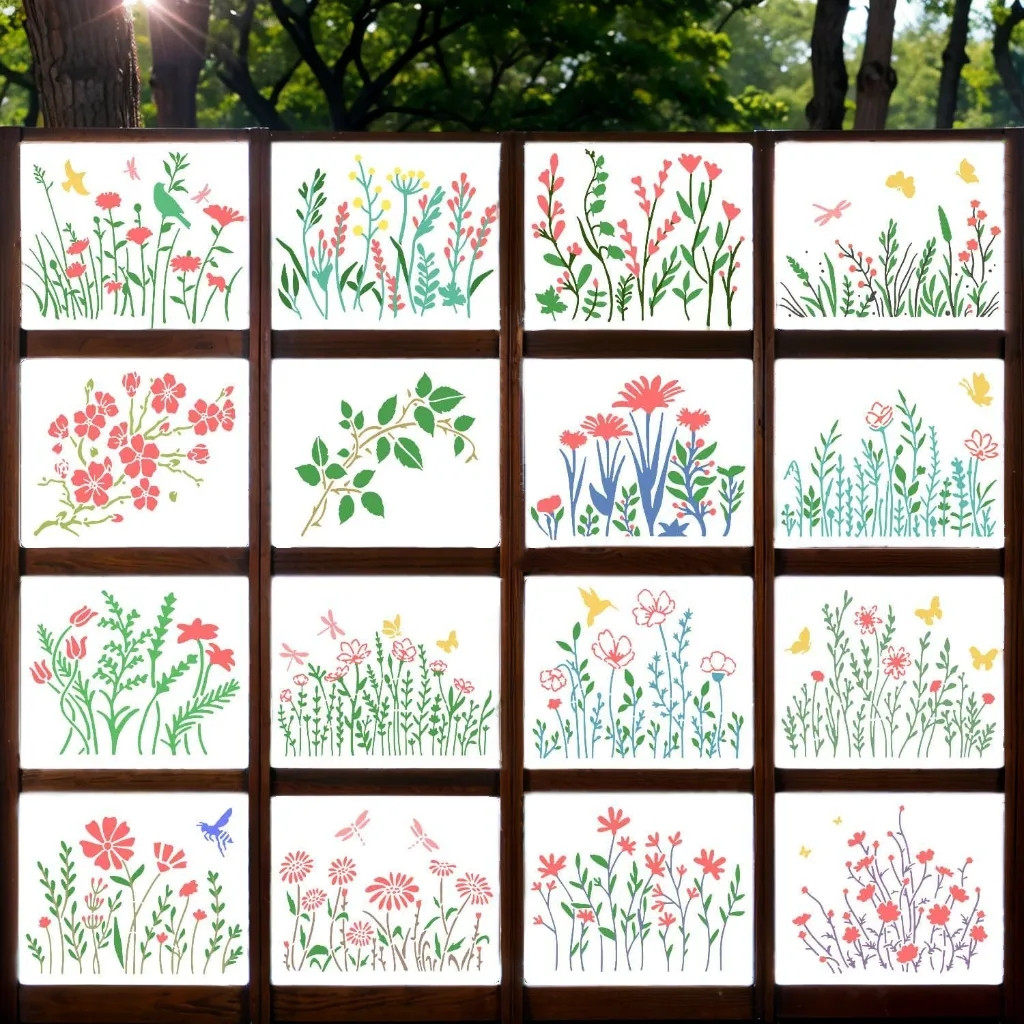 植物花卉镂空PET塑料绘画模板DIY手账花边手绘涂鸦喷绘素材模板