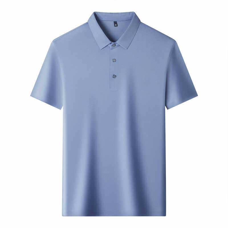 HIGH-END DAD WEAR TENCEL T-SHIRT MENS SUMMER NEW CASUAL ICE SILK SHORT SLEEVE SEAMLESS WRINKLE LAPEL POLO SHIRT