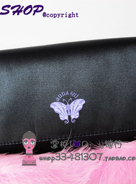 Anna Sui安娜苏黑色舞蝶魔蝶蝴蝶票据包化妆包手拿包晚宴包钱包