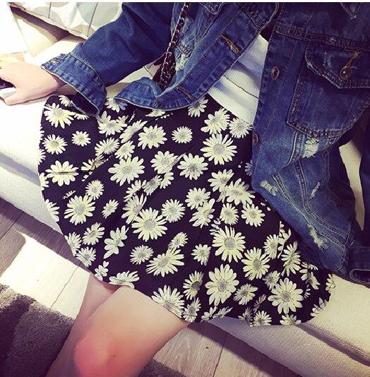 左岸潇小雏菊高腰半身裙泫雅同款