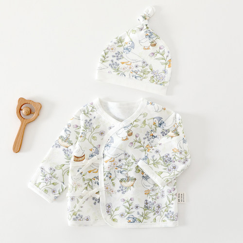 0-3个月婴幼儿纯棉半背衣胎帽