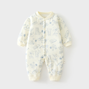 0-2岁婴幼儿纯棉40克夹棉连体衣A类宝宝保暖连身哈衣儿童爬服春秋