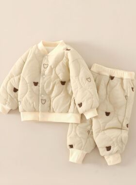 0-2岁婴幼儿绗棉套装A类宝宝120克夹棉加厚棉袄儿童外穿保暖衣裤