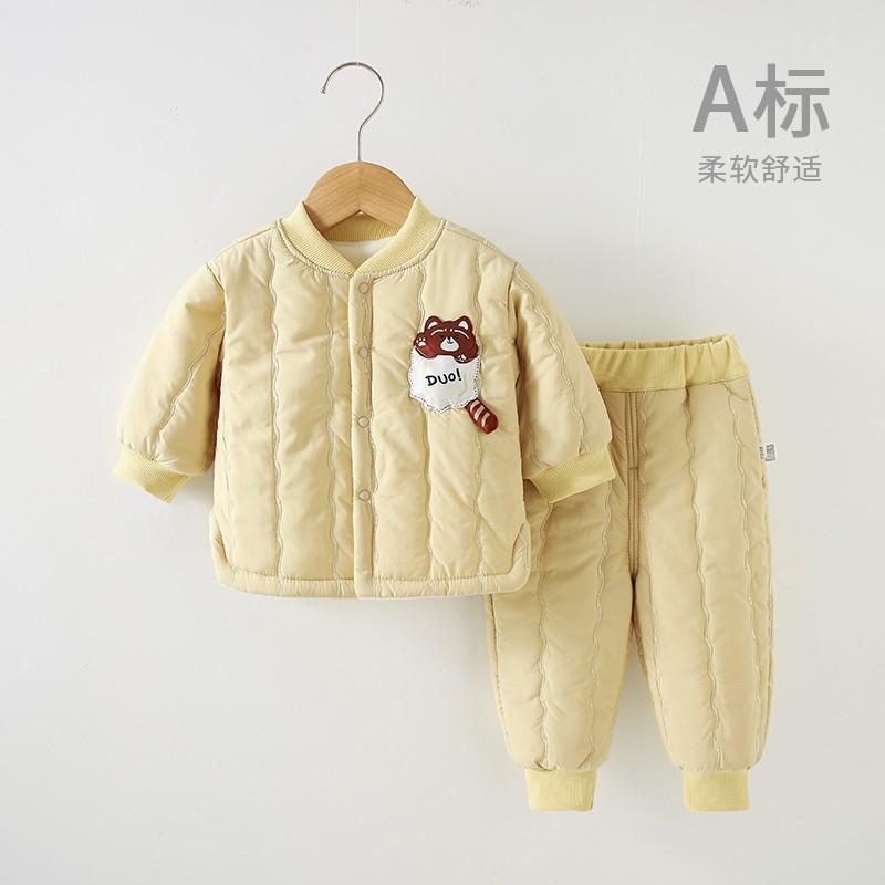 0-3岁婴幼儿120克夹棉分体套装A类宝宝保暖棉衣裤两件套儿童衣服
