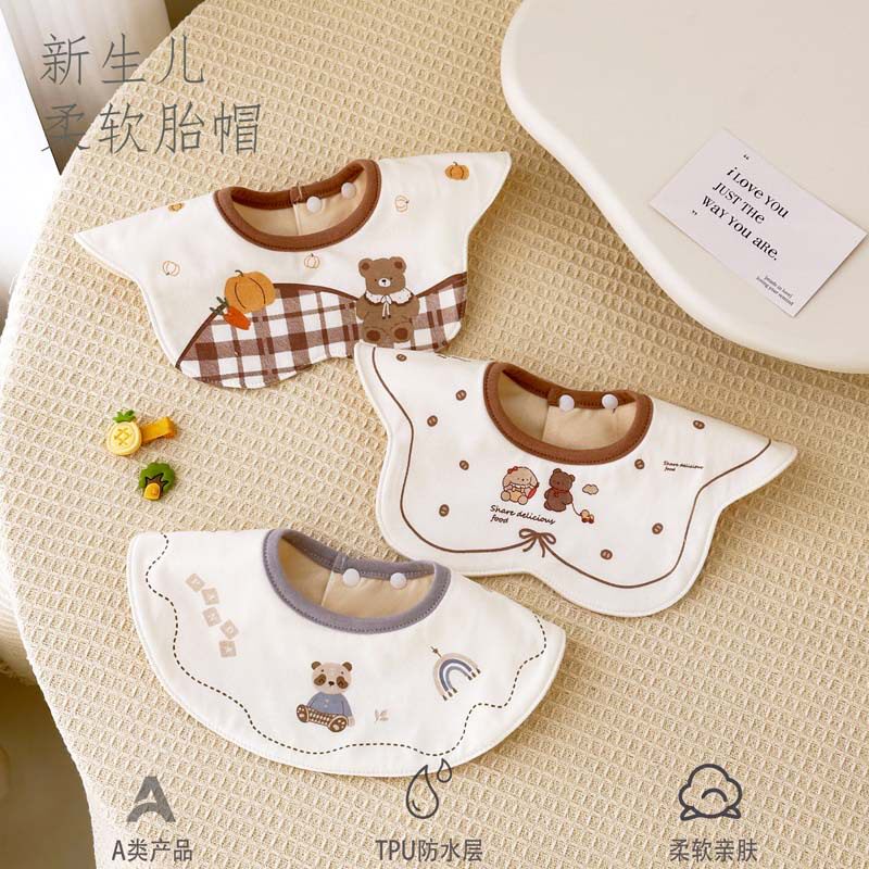 0-3岁婴幼儿纯棉三层防水围嘴A类男女宝宝吐奶口水巾儿童旋转围兜