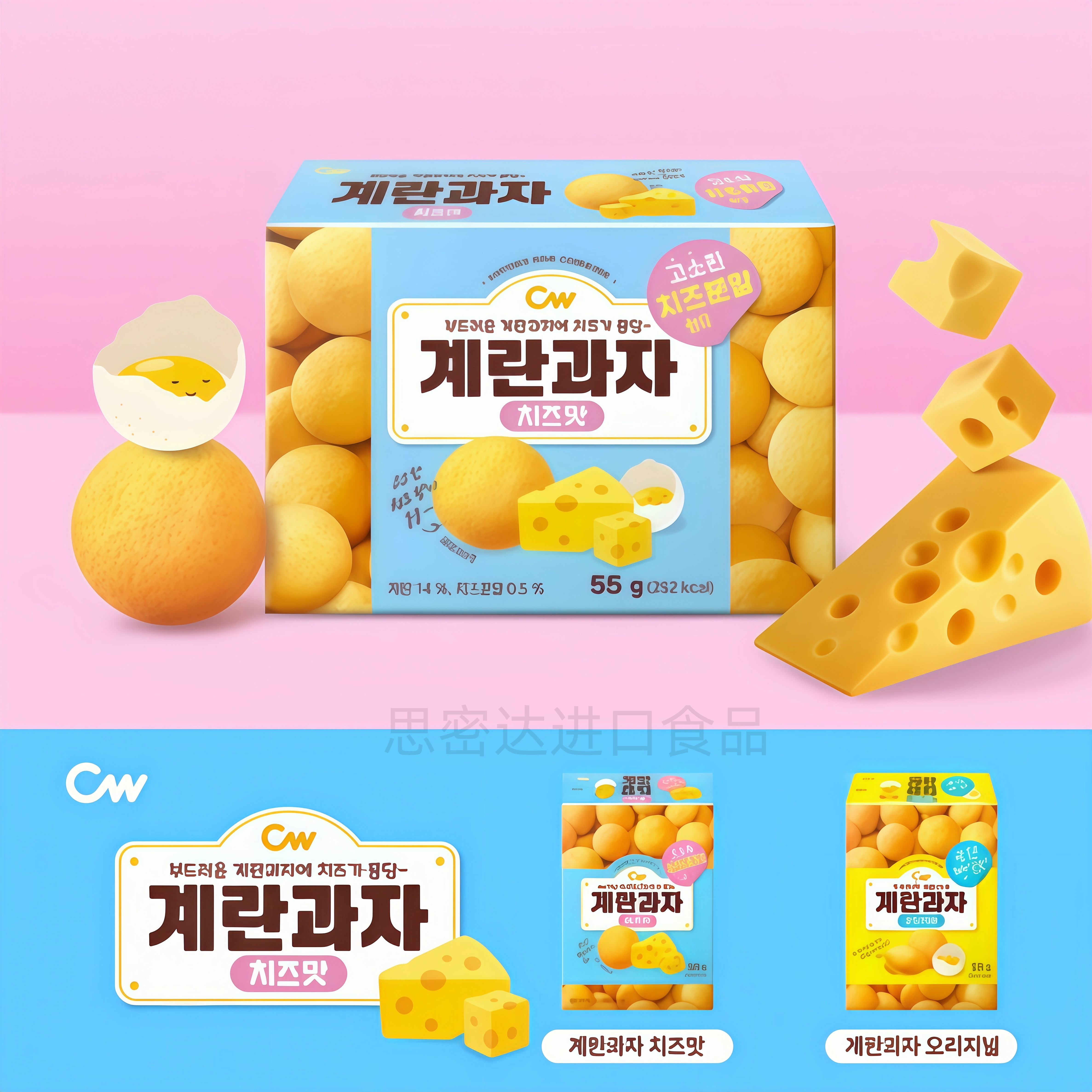 韩国进口鸡蛋饼干CW青右原味奶酪味婴幼儿童磨牙辅食酥脆休闲零食