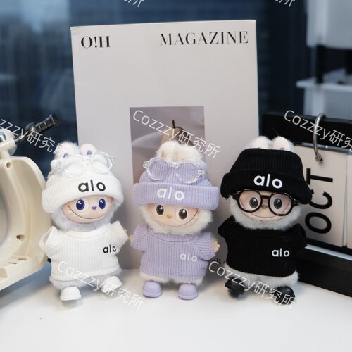 Labubu4.0 mini娃衣10cm搪胶盲盒拉布布衣服娃衣帽子眼镜衣套装