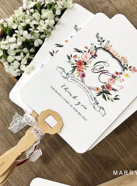 MarrySo马铃薯原创定制 婚礼扇子流程卡 户外感谢卡 创意结婚请帖