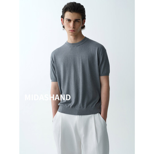 MIDASHAND桑蚕丝圆领针织衫
