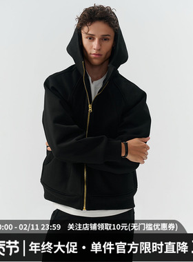 MIDASHAND 重磅500g美式男生卫衣开衫拉链外套复古帽衫情侣潮牌冬